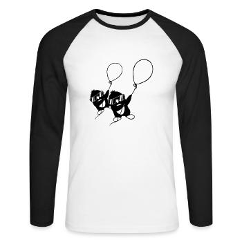 Friends Penguins fly away - Unisex Long Sleeve Baseball T-Shirt - white/black - Front - Nik (191cm)