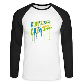 Friends Kindergarten Crew Crayons - Unisex Long Sleeve Baseball T-Shirt - white/black - Front - Nik (191cm)