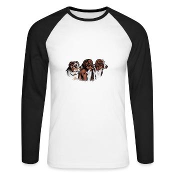 Australian Shepherd Dog Owner Dog Lovers - Unisex Long Sleeve Baseball T-Shirt - white/black - Front - Nik (191cm)