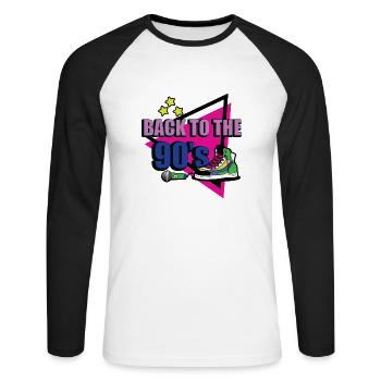 Proverbes des années 1990 Idée cadeau des années 90 - T-shirt baseball manches longues Homme - blanc/noir - Devant - Nik (191cm)