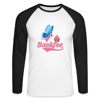 Backfee Konditor Torten Bäckerin - Unisex Baseballshirt langarm - Weiß/Schwarz - Vorne - Nik (191cm)