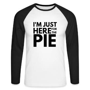 Je suis juste ici pour la tarte Jour de Thanksgiving - drôle - T-shirt baseball manches longues Homme - blanc/noir - Devant - Nik (191cm)
