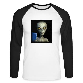 Alien Book - Unisex Long Sleeve Baseball T-Shirt - white/black - Front - Nik (191cm)