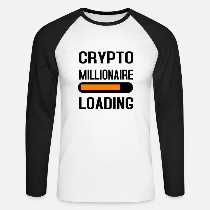 Trading di Bitcoin e azioni crittografiche - Maglia da baseball a manica lunga da uomo - bianco/nero