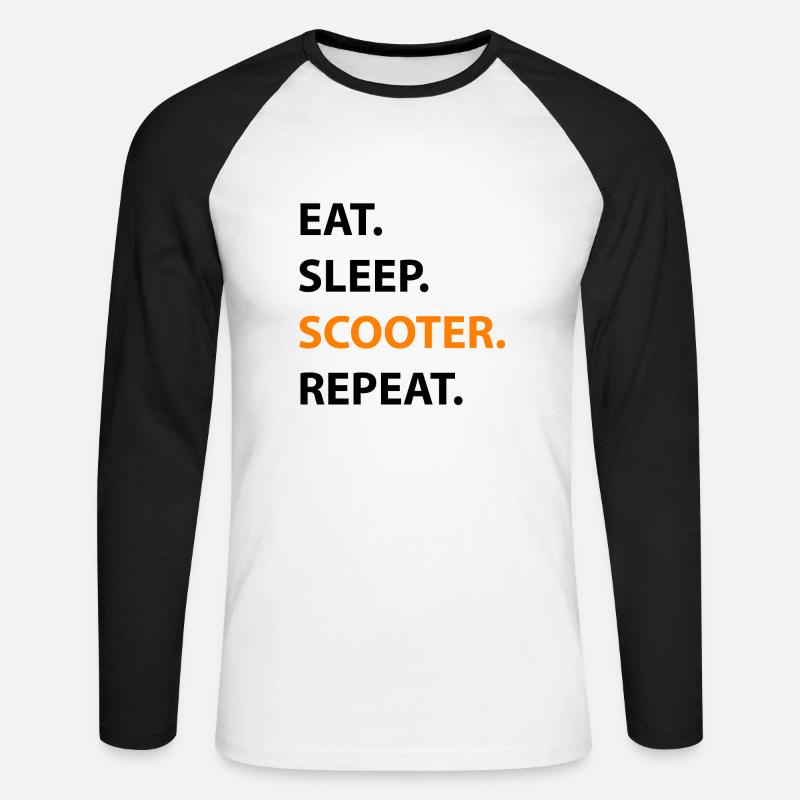 E-Scooter E-Roller Scooter - Unisex Baseballshirt langarm - Weiß/Schwarz