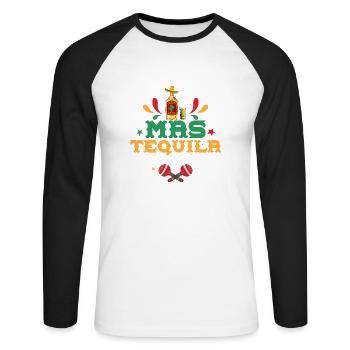 Mas Tequila Por Favor Party Cinco De Mayo - T-shirt baseball manches longues Homme - blanc/noir - Devant - Nik (191cm)