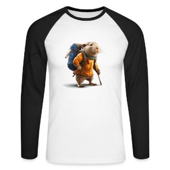 Mole rat begins its outdoor adventure - Unisex Long Sleeve Baseball T-Shirt - white/black - Front - Nik (191cm)