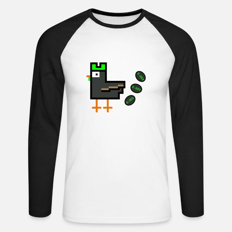 Huhn mit Krypto-Eiern - Unisex Baseballshirt langarm - Weiß/Schwarz
