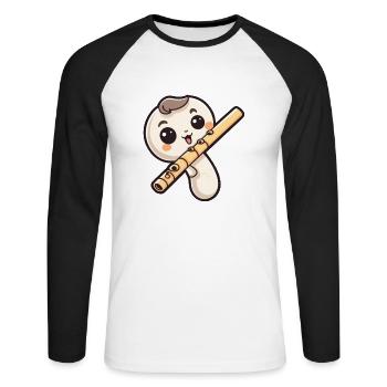 Flûte dans le style comique - T-shirt baseball manches longues Homme - blanc/noir - Devant - Nik (191cm)