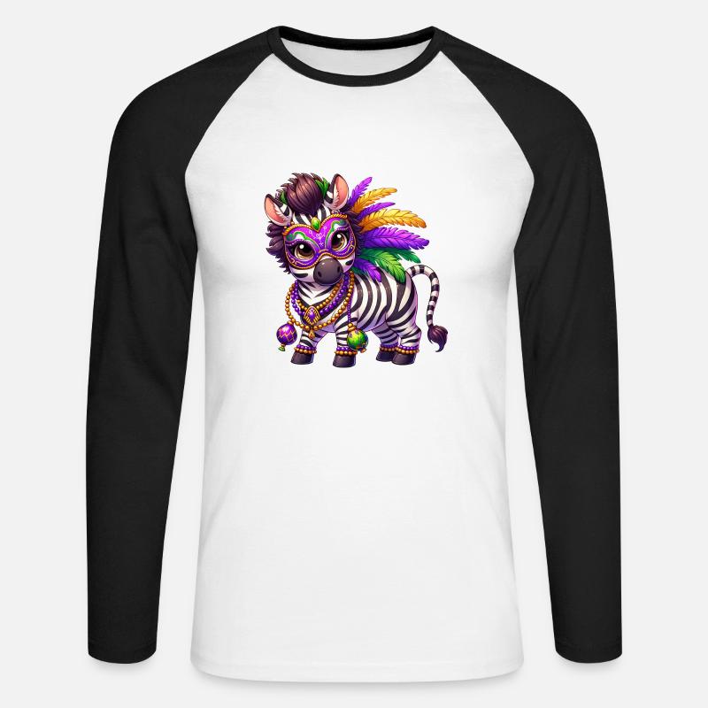 Mardi Gras Zebra Comic Süß - Unisex Baseballshirt langarm - Weiß/Schwarz
