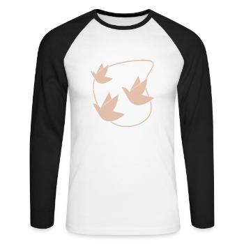 Vögel - Unisex Baseballshirt langarm - Weiß/Schwarz - Vorne - Nik (191cm)