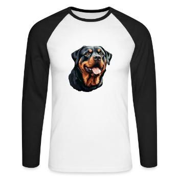 Rottweilerkopf - Unisex Long Sleeve Baseball T-Shirt - white/black - Front - Nik (191cm)