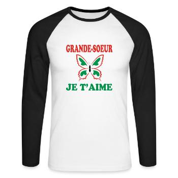 BIG SISTER I LOVE YOU - Unisex Long Sleeve Baseball T-Shirt - white/black - Front - Nik (191cm)