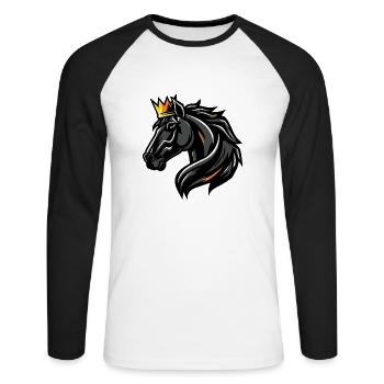 Horse Head Crown - Unisex Long Sleeve Baseball T-Shirt - white/black - Front - Nik (191cm)