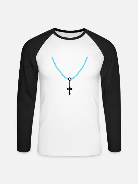 Cross Chain 02 - Unisex Long Sleeve Baseball T-Shirt - white/black
