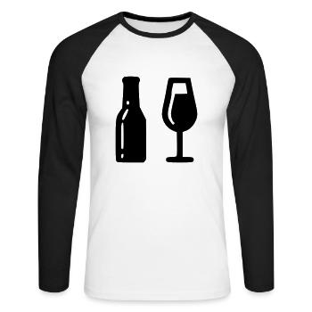 Alcool - T-shirt baseball manches longues Homme - blanc/noir - Devant - Nik (191cm)