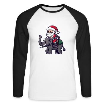 Mammut Weihnachtsmann - Unisex Baseballshirt langarm - Weiß/Schwarz - Vorne - Nik (191cm)