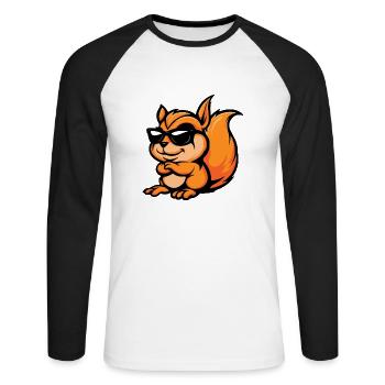 Écureuil Bande dessinée Cool - T-shirt baseball manches longues Homme - blanc/noir - Devant - Nik (191cm)