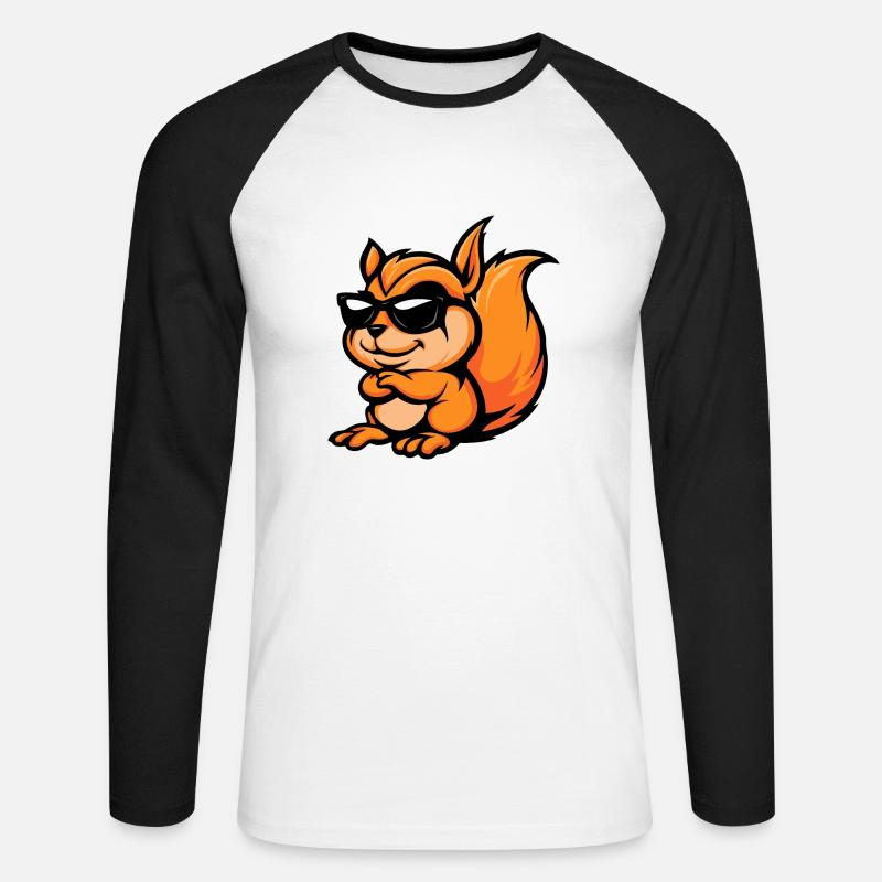 Eichhörnchen Comic Cool - Unisex Baseballshirt langarm - Weiß/Schwarz