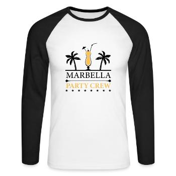 Marbella Party Crew - Unisex Long Sleeve Baseball T-Shirt - white/black - Front - Nik (191cm)