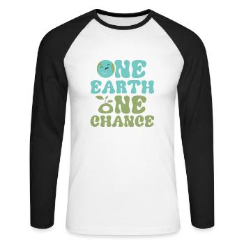 One Earth One Chance Earth Day Environmental Plane - Unisex Long Sleeve Baseball T-Shirt - white/black - Front - Nik (191cm)