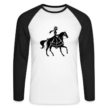 Balade à cheval pour fille - T-shirt baseball manches longues Homme - blanc/noir - Devant - Nik (191cm)