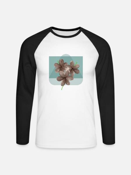 blumige Blumenblüte - Unisex Baseballshirt langarm - Weiß/Schwarz