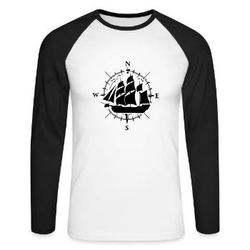 Segelschiff - Unisex Baseballshirt langarm - Weiß/Schwarz - Vorne - Nik (191cm)