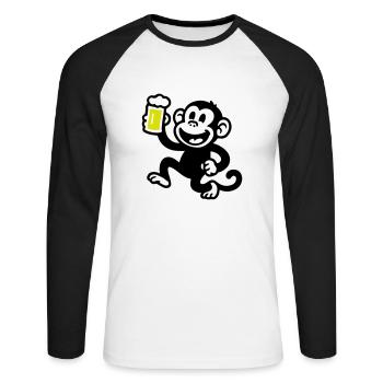 Bière de singe drôle - T-shirt baseball manches longues Homme - blanc/noir - Devant - Nik (191cm)
