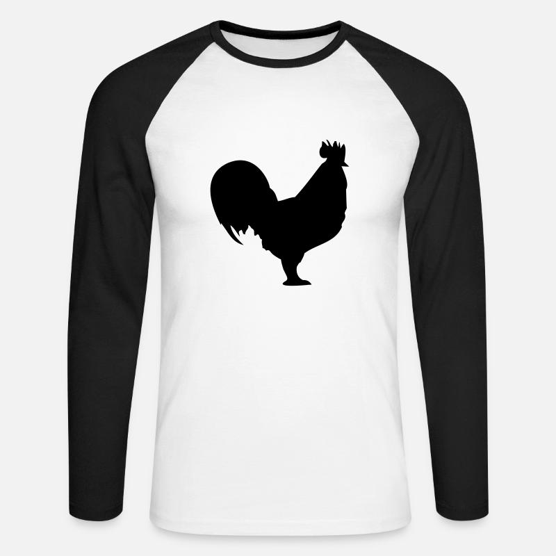 Hahn - Unisex Baseballshirt langarm - Weiß/Schwarz