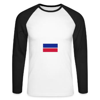 Rusland - Langærmet herre-baseballshirt - hvid/sort - Foran - Nik (191cm)