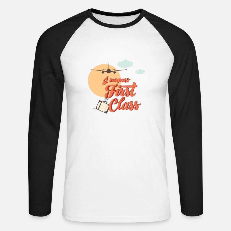 Ich übertreffe first class - Unisex Baseballshirt langarm - Weiß/Schwarz