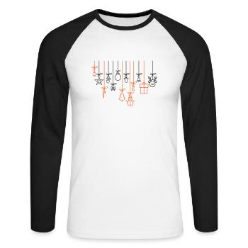 WEIHNACHTEN - Unisex Baseballshirt langarm - Weiß/Schwarz - Vorne - Nik (191cm)