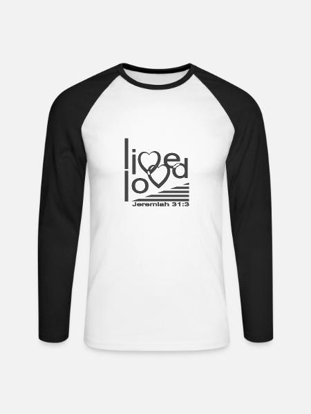Christliches Design Live Loved - Unisex Baseballshirt langarm - Weiß/Schwarz