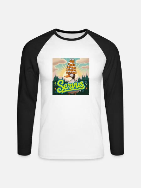 Servus meine Enteeen - Unisex Baseballshirt langarm - Weiß/Schwarz