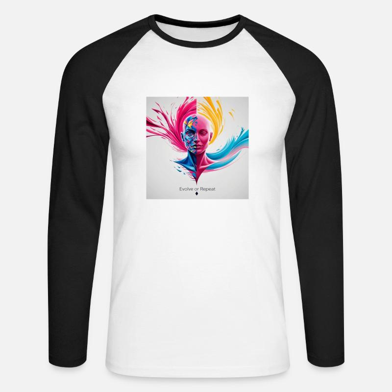 Evolve or repeat - Unisex Baseballshirt langarm - Weiß/Schwarz