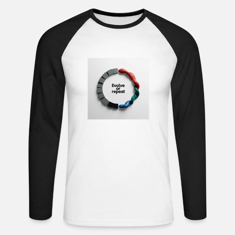 Evolve or Repeat - Unisex Baseballshirt langarm - Weiß/Schwarz
