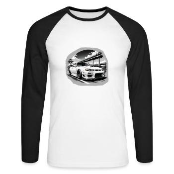 JDM Sportcar Tuning Driftcar Car Gift PS - Unisex Long Sleeve Baseball T-Shirt - white/black - Front - Nik (191cm)