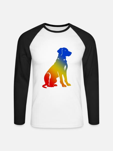 Dackel DachsHund Bunt Hund Bunt - Unisex Baseballshirt langarm - Weiß/Schwarz