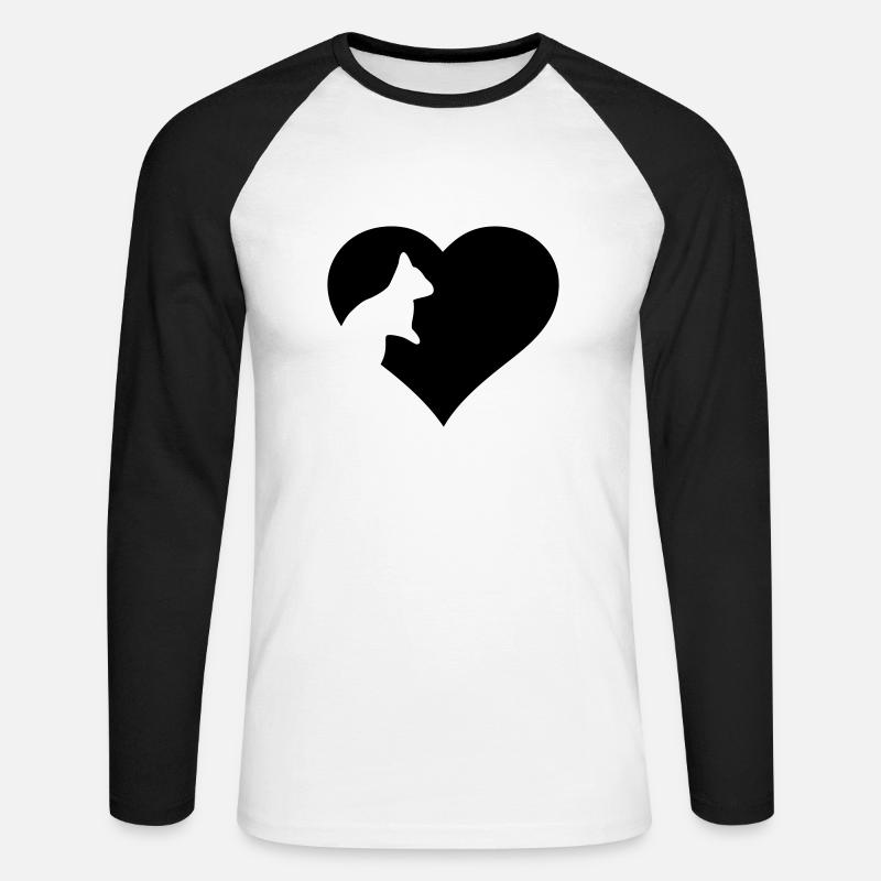 Eichhörnchen im Herz - Unisex Baseballshirt langarm - Weiß/Schwarz