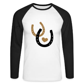Two horseshoes with heart - Unisex Long Sleeve Baseball T-Shirt - white/black - Front - Nik (191cm)