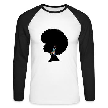 Chemise Femme Noire Avec Autisme - T-shirt baseball manches longues Homme - blanc/noir - Devant - Nik (191cm)