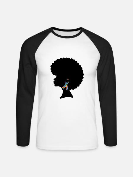 Schwarze Frau Mit Autismushemd - Unisex Baseballshirt langarm - Weiß/Schwarz