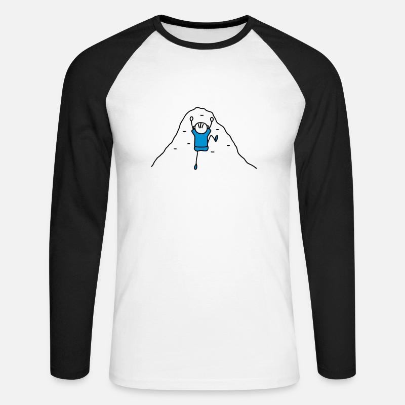 Klettern Kletterwand - V2 - Unisex Baseballshirt langarm - Weiß/Schwarz