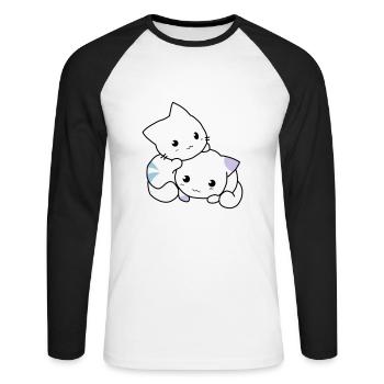 Cats cute - Unisex Long Sleeve Baseball T-Shirt - white/black - Front - Nik (191cm)