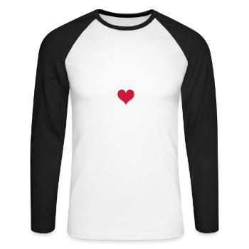 nähen - Unisex Baseballshirt langarm - Weiß/Schwarz - Vorne - Nik (191cm)