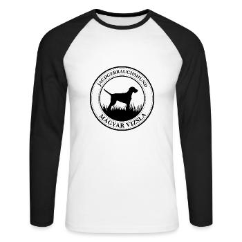 Magyar Vizsla Drahthaar Jagdgebrauchshund Wilsigns - Unisex Baseballshirt langarm - Weiß/Schwarz - Vorne - Nik (191cm)
