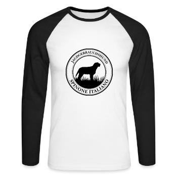 Spinone Italiano Jagdgebrauchshund Hunde Wilsigns - Unisex Baseballshirt langarm - Weiß/Schwarz - Vorne - Nik (191cm)