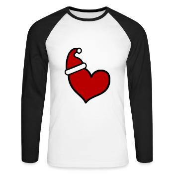 Coeur Noël - T-shirt baseball manches longues Homme - blanc/noir - Devant - Nik (191cm)