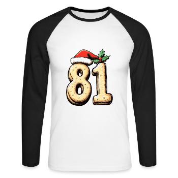 81 Number Christmas - Unisex Long Sleeve Baseball T-Shirt - white/black - Front - Nik (191cm)
